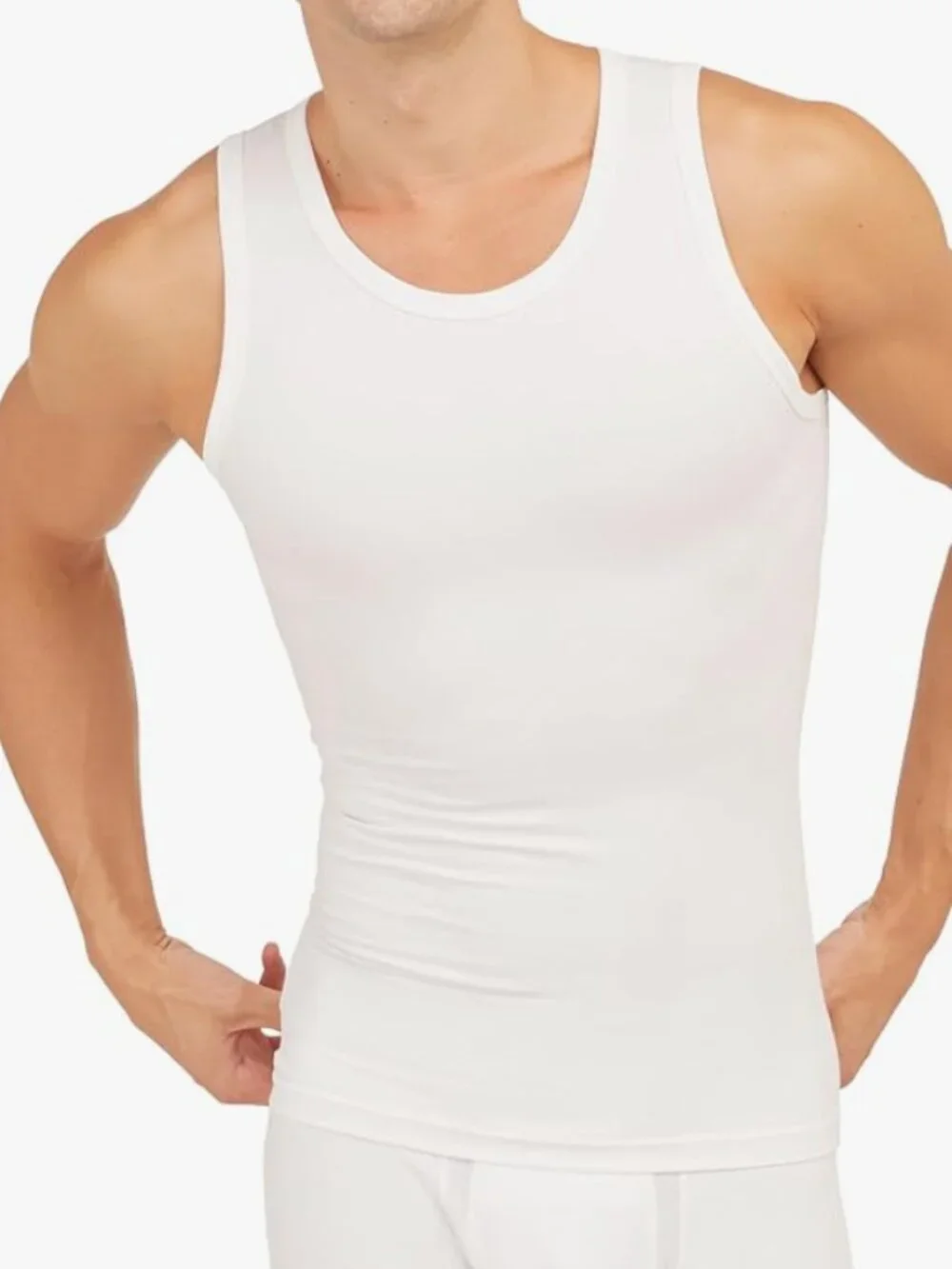 Spanx Men's Scult Cotton Spandex Tank, size S, bright white
